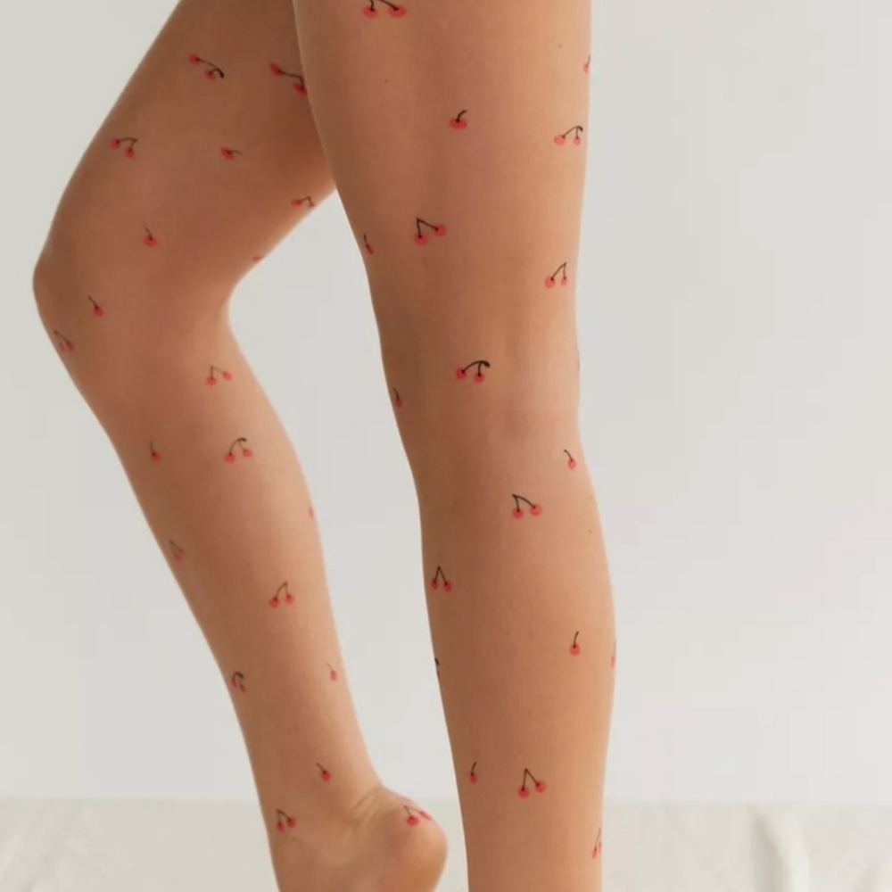 Cherry print sheer tights